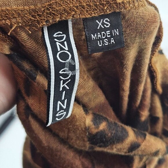 Sno Skins Leopard Print Turtleneck Top Brown Women's XS Slim Preppy Lounge Wear - Picture 5 of 7